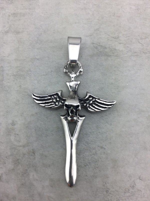 Anhänger für Halskette, Kettenanhänger, Skull Totenkopf Schädel aus Edelstahl H_05