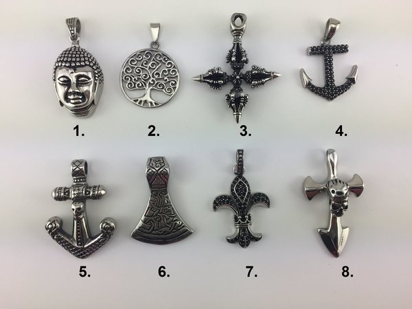 Halskette Perlenkette für Damen oder Herren aus Tigerauge und Onyx 10mm mit Anhänger - K_094