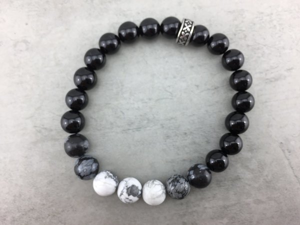 cooles Armband Perlenarmband für Herren Männer 8 mm Onyx schwarz glänzend - A_46