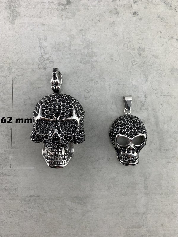 großer Totenkopf Anhänger für Halskette, Kettenanhänger, Skull Schädel aus Edelstahl H_66