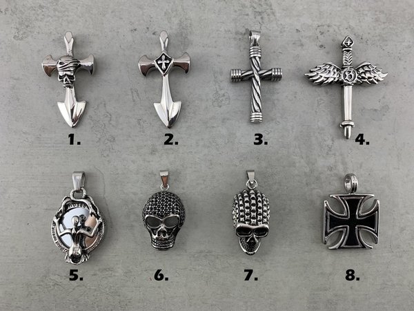Geschenkeset Halskette und Armband aus Lavaperlen mit Totenkopf K_097_Set