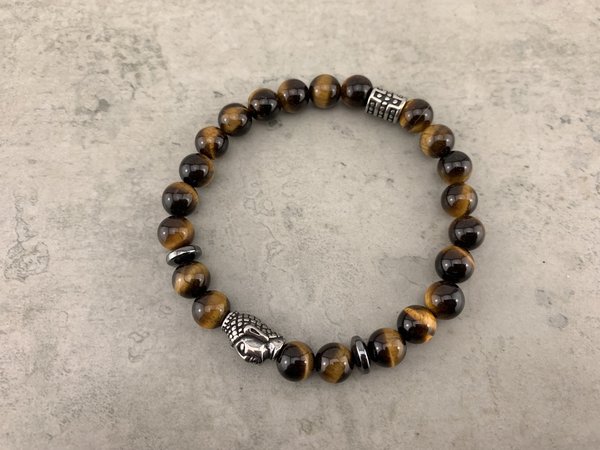 Buddha Armband aus Tigerauge Perlen für Herren und Damen - Stretch Nr. A_53
