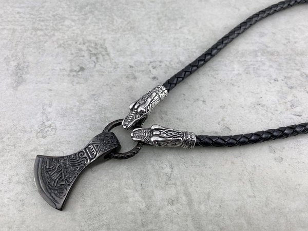 Lederkette Halskette aus Leder für Herren und Damen - BLACK EDITION - LK_3