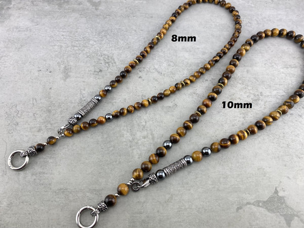Rosenkranzkette aus Tigeraugeperlen (8mm Perlen) für Herren und Damen mit Anhänger Nr. K_84